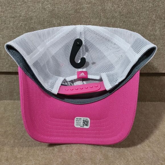 Adidas Aeroready Pink and White Snapback Mesh Trucker Hat #U - Picture 3 of 4